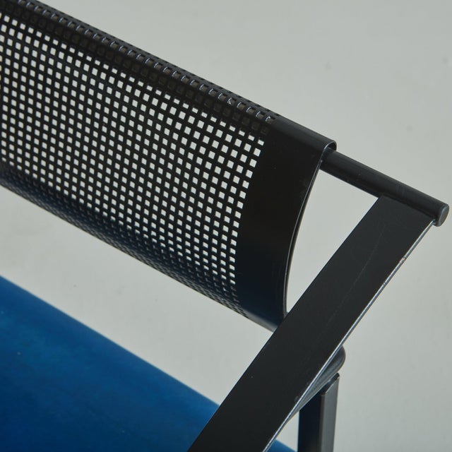 Iron ‘Carrè Vi’ Chairs in Blue Leather by Fly Line, Italy 1990s For Sale - Image 10 of 11