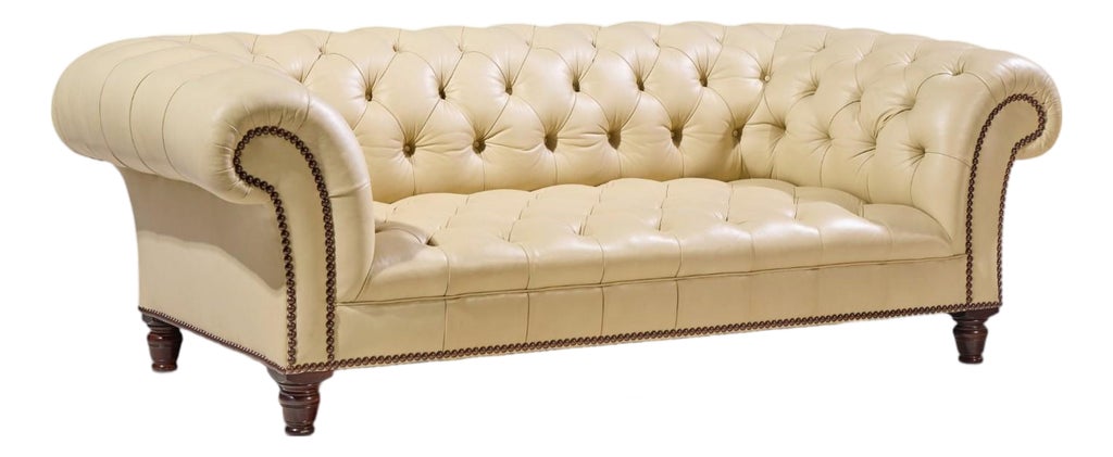 George Smith Early Victorian Chesterfield Tufted Leather Sofa