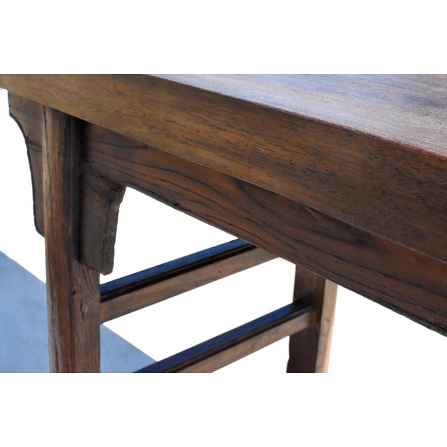 Early 19th Century Antique Chinese Solid Single Board Console Table For Sale - Image 5 of 12