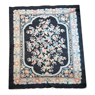 An Antique Black Bround 6'-4" X 9' Art Deco Chinese Rug For Sale