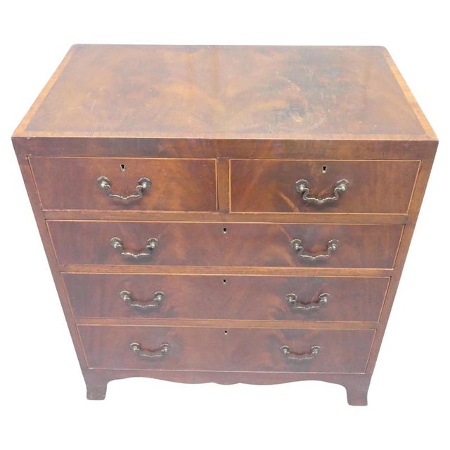 Wood Georgian Style Flame Mahogany Chest of Drawers, 1900s For Sale - Image 7 of 7