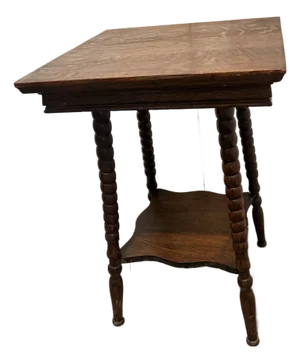 Antique Victorian Quartersawn Tiger Oak Parlor Table With Barley Twist Legs, Circa 1890s