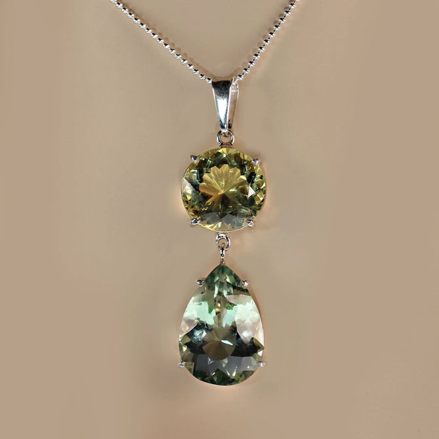 Brazilian Gemstone Pendant From Lemon Quartz and Praziolite For Sale - Image 4 of 8