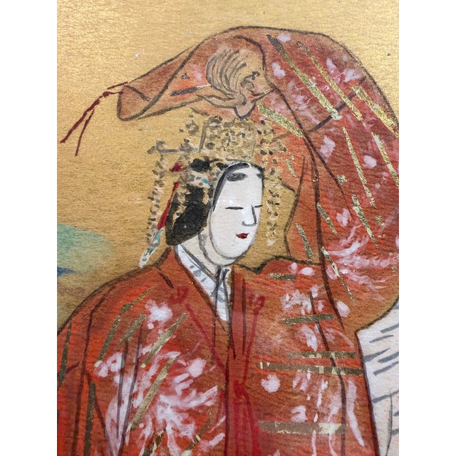 Vintage Japanese Signed 3d Raised Artwork on Gold Leaf Panel For Sale - Image 4 of 7
