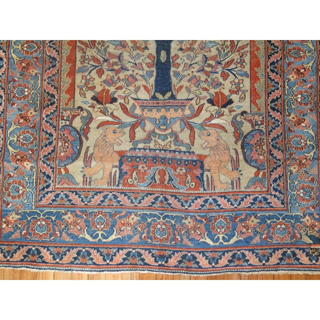 Late 19th Century 19th Century Zabihi Collection Persian Pictorial Doroksh Prayer Rug - 4'3" x 6'1" For Sale - Image 5 of 8