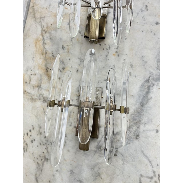 Mid-Century Modern Murano Glass and Brass Wall Lamps from Sciolari, 1960s, Set of 2 For Sale - Image 9 of 18