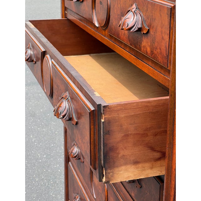 Wood Antique Victorian Walnut Lockside Chest of Drawers C. Late 19th Century For Sale - Image 7 of 9