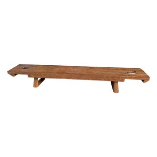 Andrianna Shamaris Brutalist Reclaimed Teak Wood Bench For Sale