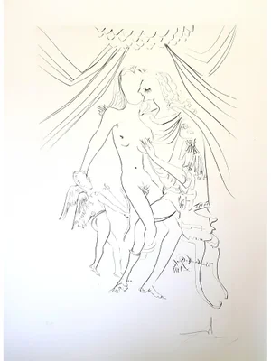 Salvador Dali - Venus, Mars and Cupidon - Handsigned Etching 1971