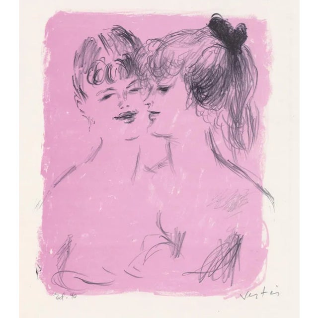 1950s Marcel Vertes Sisters Mid Century Lithograph For Sale