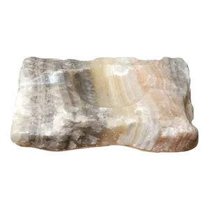 1980s Genuine Variegated Onyx Slab Single Votive Holder