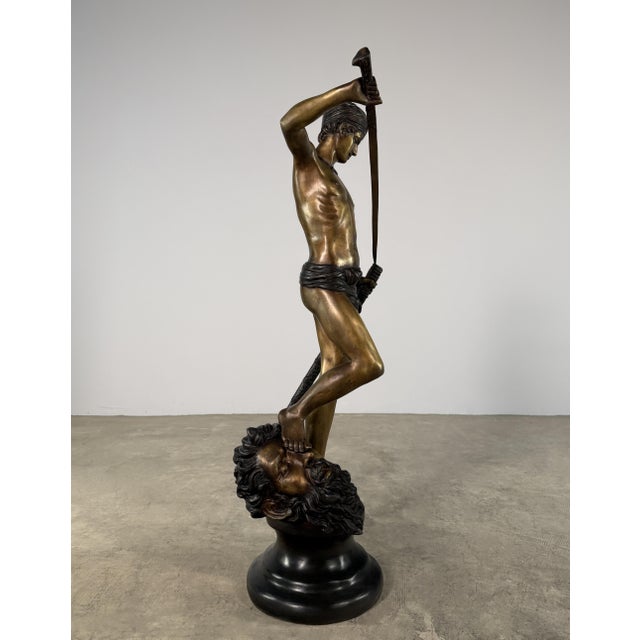 David and Goliath Bronze Sculpture, After Antonin Mercié - 38” Tall, Classical Figure For Sale - Image 10 of 16