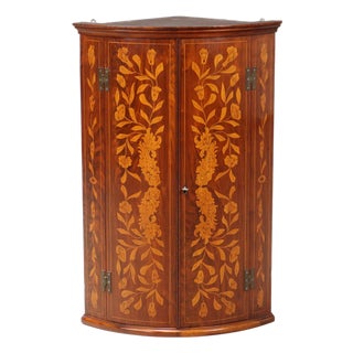 Dutch Half Moon Walnut Corner Cabinet For Sale