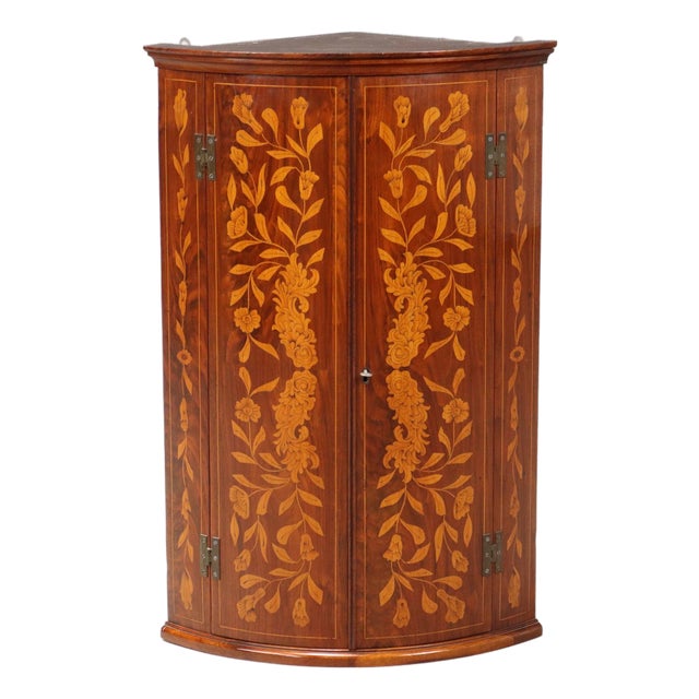 Dutch Half Moon Walnut Corner Cabinet For Sale