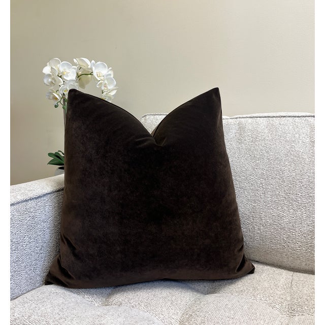 Not Yet Made - Made To Order Brown 20x20 Velvet Throw Pillow With Feather Down Insert For Sale - Image 5 of 5