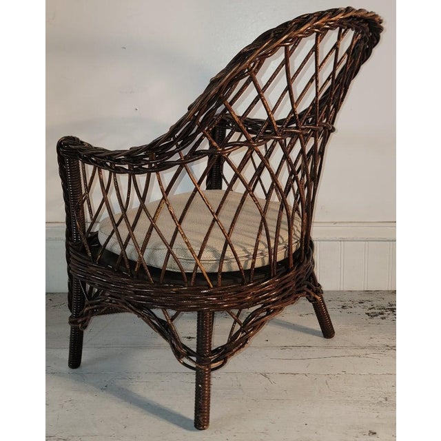 1940s Heywood Wakerfield Wicker Set of Four Childrens Chairs and Table Set, 4 Pieces For Sale - Image 14 of 15