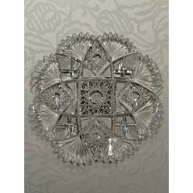 Set of Three American Brilliant Period Cut Crystal Plates For Sale - Image 4 of 17