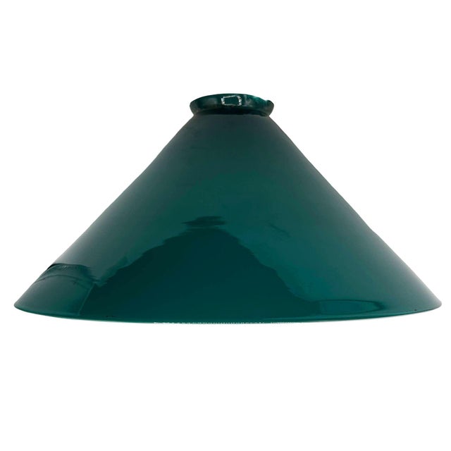 1920s Art Deco Banker/Poker Brass Hanging Ceiling Light W/ 10" Green Glass Shade For Sale In Los Angeles - Image 6 of 13