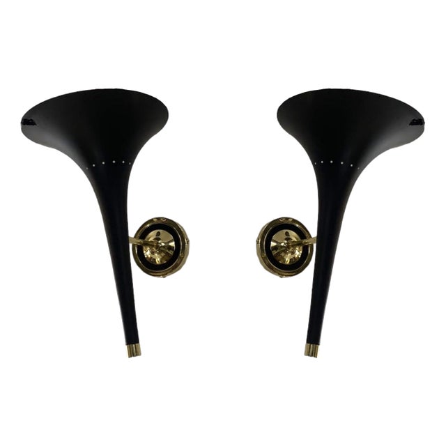 Italian Wall Lights in Brass, 1970s, Set of 2 For Sale
