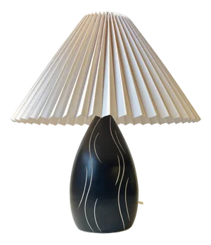 Scandinavian Modern Black White Sgrafitto Table Lamp by Elisabeth Loholt, 1950s