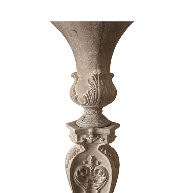 Late 20th Century Late 20th Century Oversized Plaster Urns (Set of 2) For Sale - Image 5 of 6