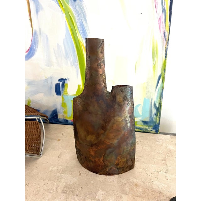 Vintage Brutalist Hand Forged Double Vase For Sale - Image 10 of 11