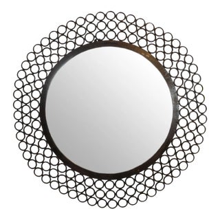 Vintage Iron Round Ring Modern Industrial Wall Mirror For Sale
