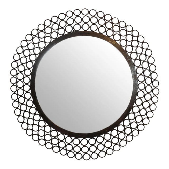 Vintage Iron Round Ring Modern Industrial Wall Mirror For Sale