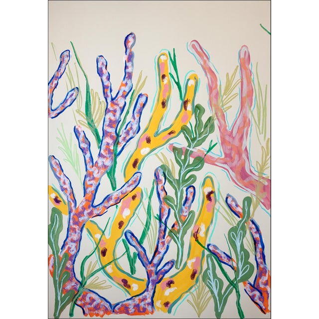 2026, Tropical Corals, Illustration Style Painting Triptych, Modern Seascape, Acrylic Paint on Watercolor Paper by Romina Milano For Sale - Image 4 of 11