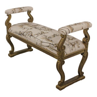 Chinoiserie Upholstered French Style Window Bench For Sale