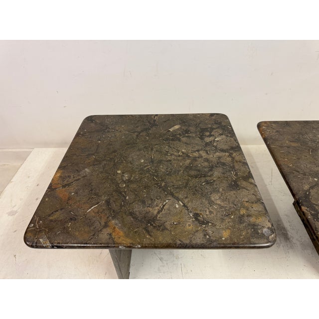Brutalist Fossil Stone Nesting Coffee Tables, 1980s, Set of 2 For Sale - Image 3 of 18