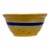 Antique Thick Yellow Ware 12 Inch Kitchen Mixing Bowl With Unusual 2 Color Blue Banded Decoration - Late 1800s. For Sale