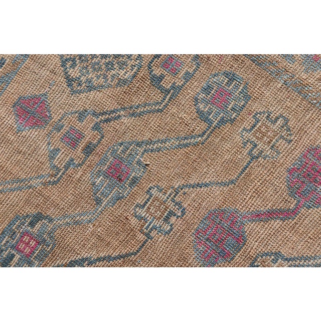 Vintage Persian Shiraz With Tribal Design in Soft Yellow, Pink, and Blue Gray 4'10 X 7'4 For Sale - Image 11 of 11
