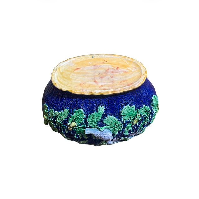 French Vintage Majolica , Scalloped Shape Center Bowl/ Planter. For Sale - Image 9 of 9