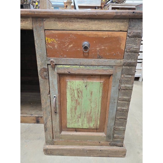 1970s Anglo-Indian Reclaimed Wood Desk For Sale - Image 12 of 15