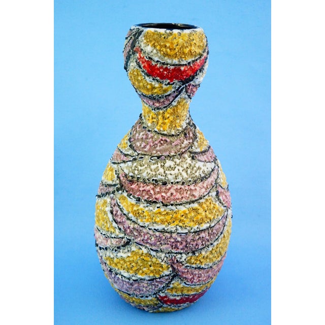 1950s 20th Century Acid-Finished Ceramic Vase eith Fat Lava Effect attributted to Vallauris Factory, France., 1950s For Sale - Image 5 of 18