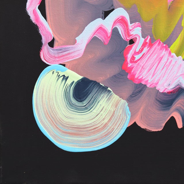 Textile Swooshing Around - Original Vibrant Abstract Acrylic Painting on Canvas by Shiri Phillips For Sale - Image 7 of 9