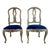 19th-C. Italian / Venetian Celadon Floral Painted Side Chairs in Blue Velvet- Pair For Sale