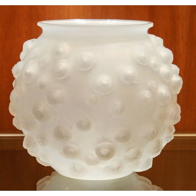 Palissy Vase in White Glass by René Lalique for Lalique, France, 1926, in Very Good conditions. Designed 1920 to 1949 This...