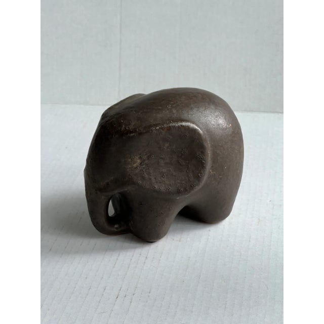 Mid-Century Modern Mid-Century Modern Brown Pottery Abstract Elephant Sculpture For Sale - Image 3 of 7