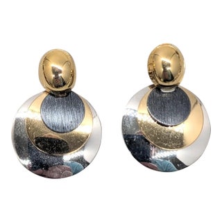 Vintage 1970s Signed Napier Modernist Pierced Earrings-2 Pieces For Sale