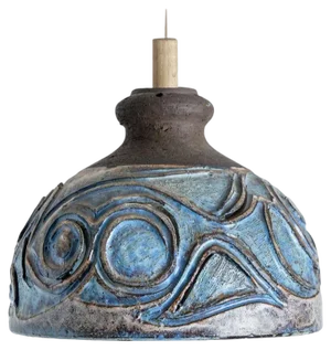 Blue Ceramic Pendant Light, Denmark, 1970