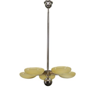 Art Deco Functionalist Nickel-Plated Chandelier, 1930s For Sale