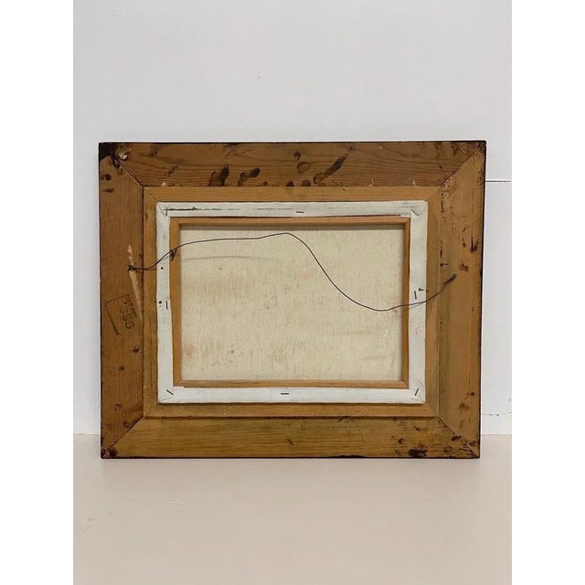 Textile Vintage Signed Painting of Winter Landscape with Cabin, Framed For Sale - Image 7 of 8