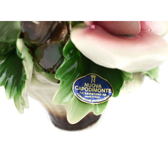 Mid 20th Century Nuona Capodimonte Flower Basket Art For Sale - Image 9 of 10