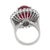 Vintage 14.80 Carat Treated Ruby Diamond 14k White Gold Cluster Cocktail Ring, Size 6 For Sale In Los Angeles - Image 6 of 7