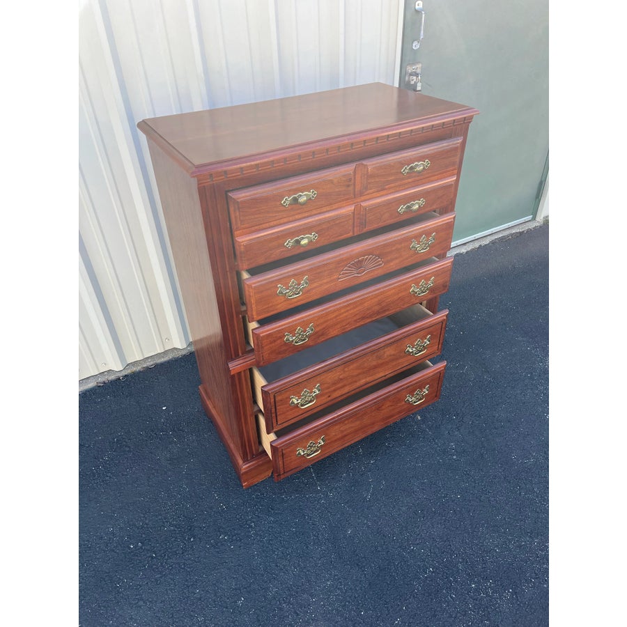 Broyhill Cherry 5-Drawer Tall Chest of Drawers | Chairish