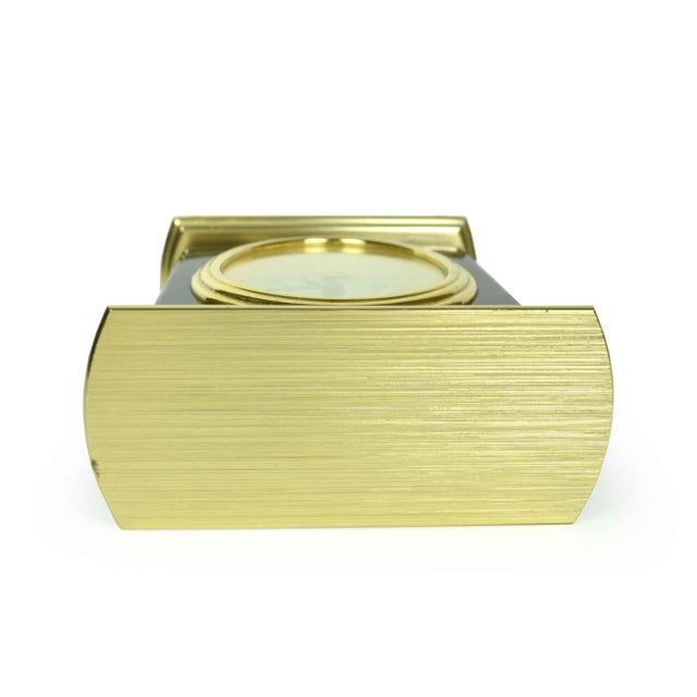 Vintage Wood and Gold Brass Robt Blandford Table Top Desk Clock Germany For Sale - Image 9 of 10