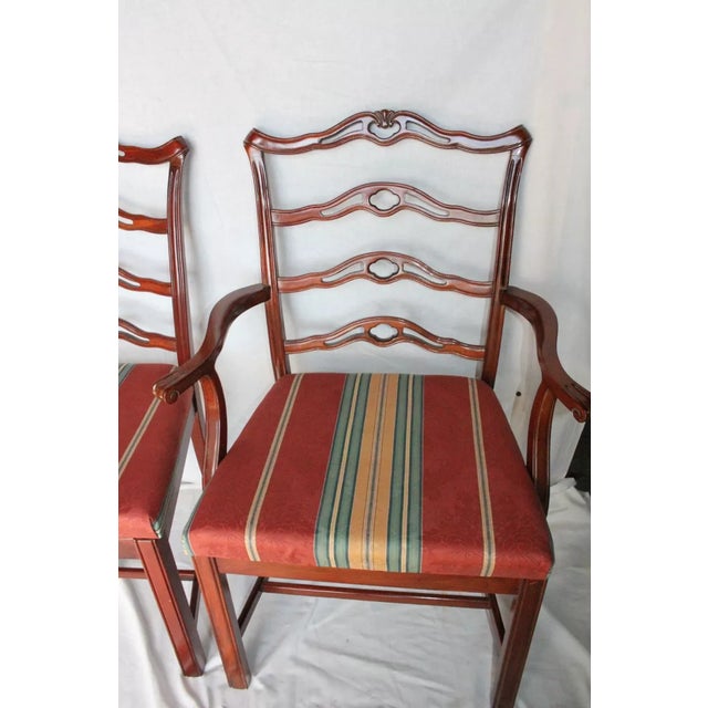 Burgundy Set of 6 Mid 20th Century Chippendale Mahogany Dining Chairs, Includes 2 Arm & 4 Side Chairs For Sale - Image 8 of 8