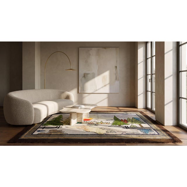 1920s Multicolor Scene Pictorial Antique American Hooked Rug 4'0"x 6'0" Handknotted Wool Carpet For Sale - Image 10 of 10